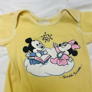EUC Vtg 80s 90s Dundee Disney Baby Mickey Mouse Bodysuit Yellow Twinkle‎ Star